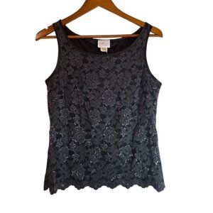 Willi Smith Y2K Babydoll Lace Top L Sleeveless Whimsigoth Fairy Grunge Black 90s